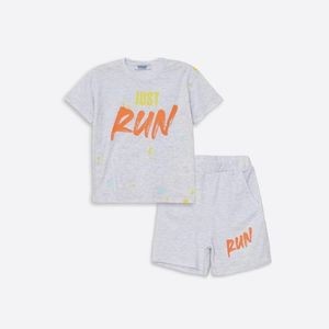 Run Printed Combed Cotton Shorts-T-shirt Girls-Boys Set - Coppa