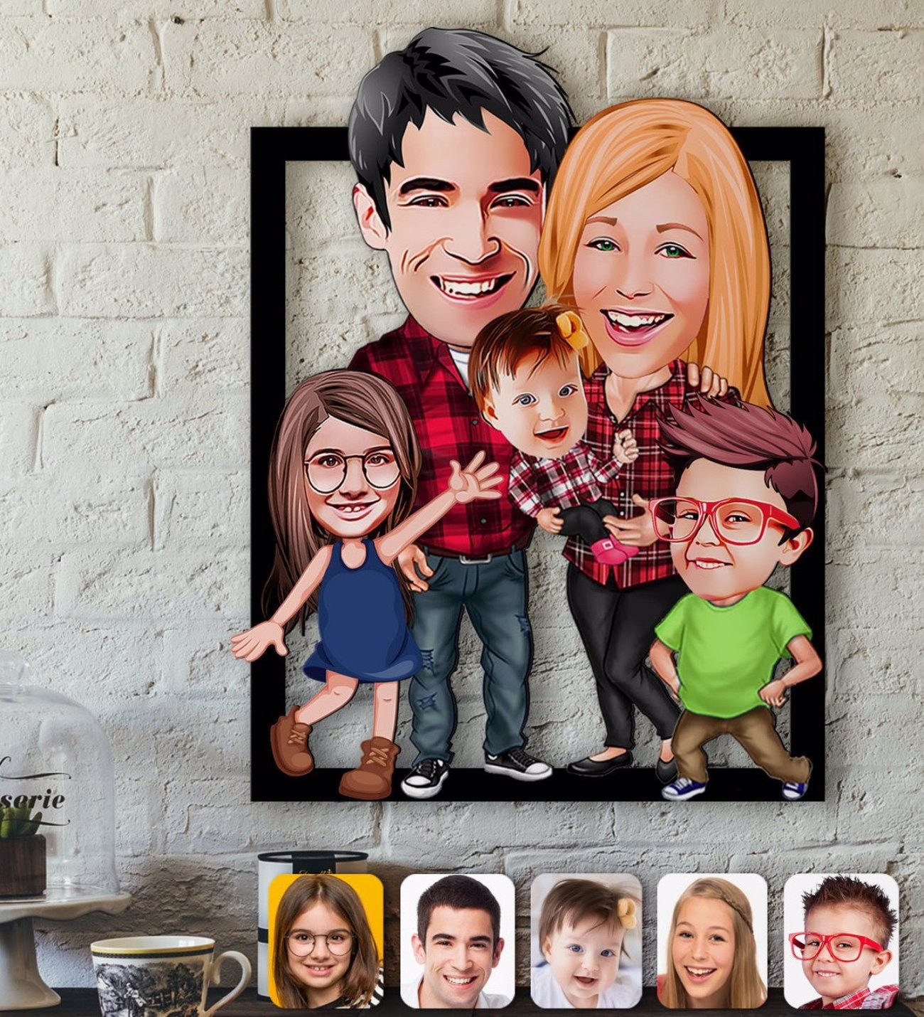 Custom Personalized  Wooden 3D family portraits Perfect gift idea for loved ones.