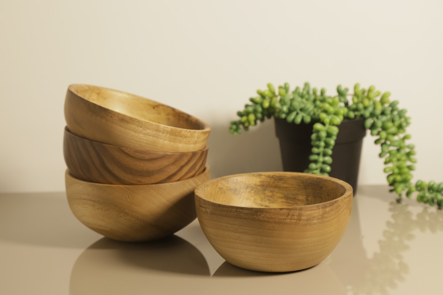 Hand-Turned Solid Walnut Wood Bowl - Food Safe Shallow Fruit Bowl, Snack or Serving Bowl, Individual Salad Bowl