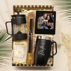 Personalized Steel Cup Thermos & French Press & Incense & Incense Plate & Candle Gift Set