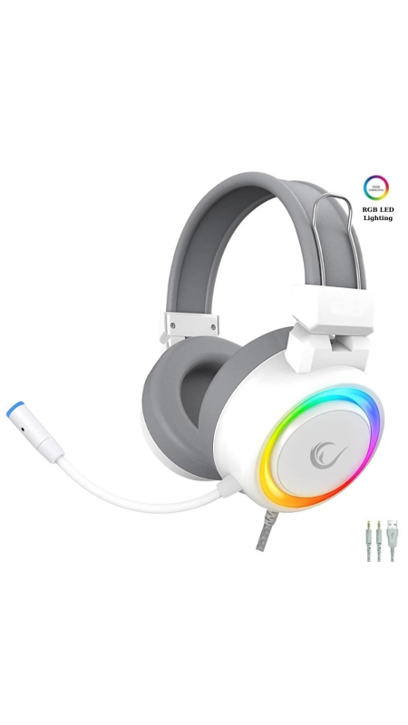 Rampage Sn-r10 Alquist White 3.5mm RGB Gaming Headset with Microphone