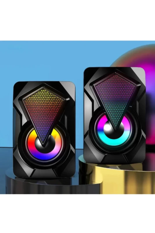 RGB LED Lit Computer Speaker: Enhance Gaming Ambiance with Adjustable Sound Controls & Plug-and-Play Convenience!